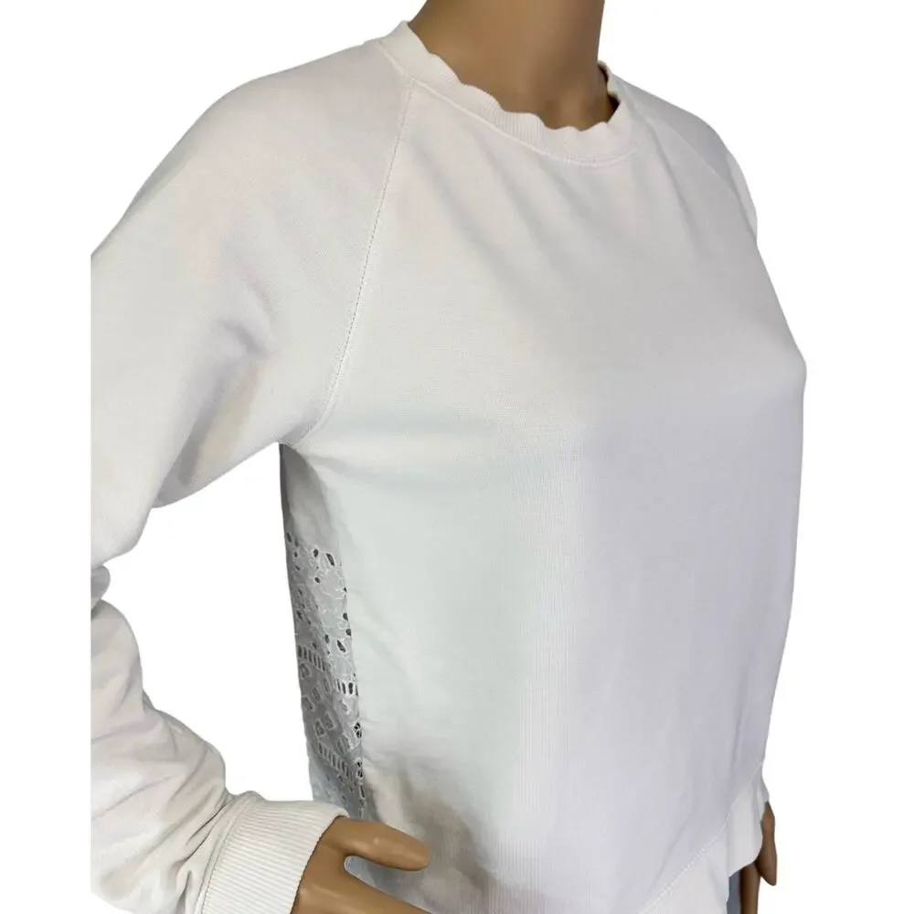 J. Crew Eyelet Back Sweatshirt White J3917 Size XS